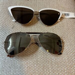 NWT Express Women's Sunglasses Set - White and Silver